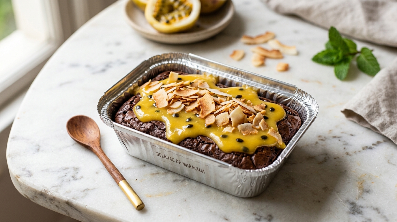 Marmitinha de Brownie de Cocada de maracujá
